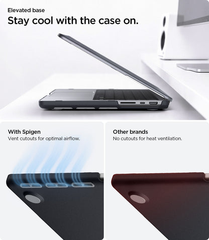 ACS11275 - MacBook Pro 16-inch Nano Pop Black Sesame showing an elevated base with vent cutouts for optimal airflow