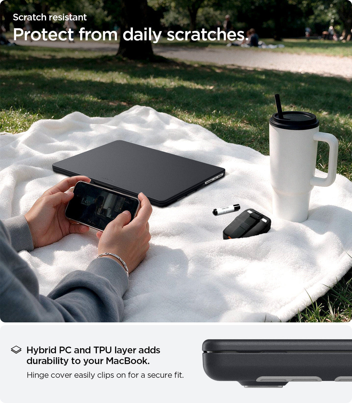 ACS11272 - MacBook Pro 14-inch Nano Pop Black Sesame showing hybrid PC and TPU construction for daily scratch protection