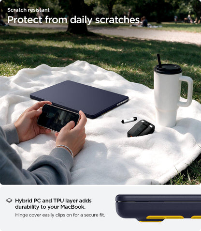 ACS11274 - MacBook Pro 16-inch Nano Pop Blueberry Navy showing hybrid PC and TPU construction for daily scratch protection