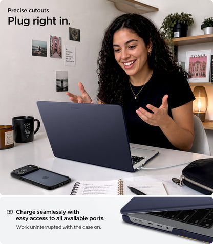 ACS11274 - MacBook Pro 16-inch Nano Pop Blueberry Navy showing precise cutouts for easy access to all available ports