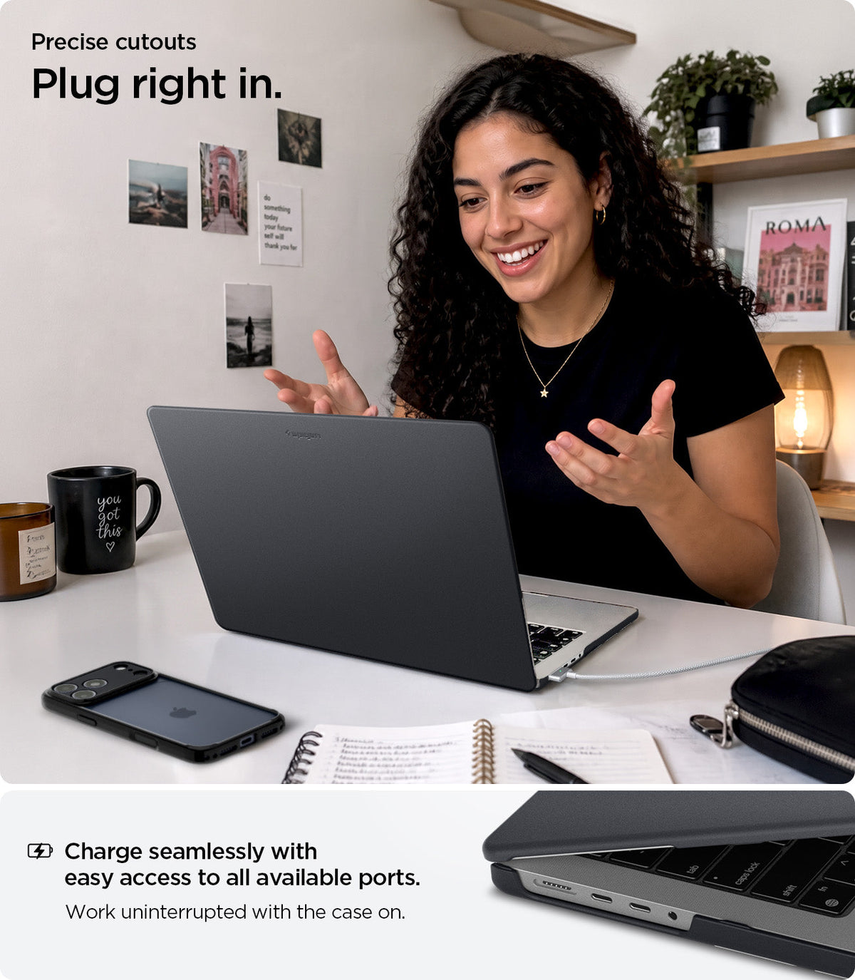 ACS11272 - MacBook Pro 14-inch Nano Pop Black Sesame showing precise cutouts for easy access to all available ports