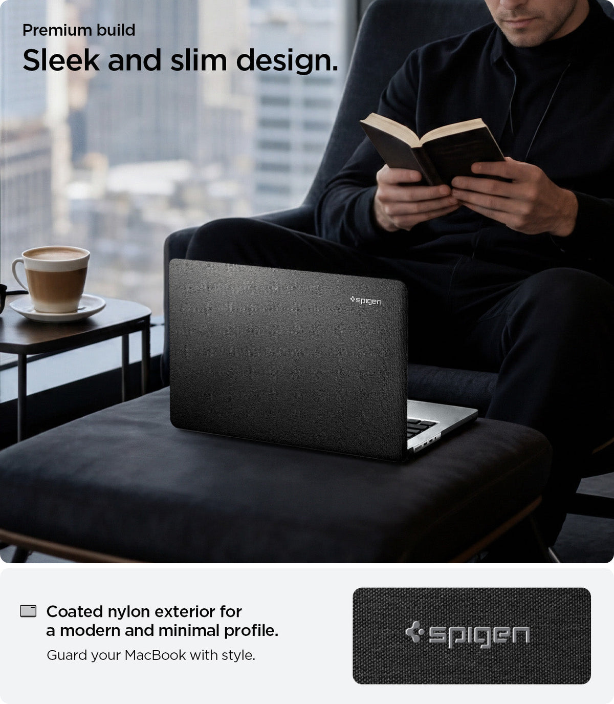 ACS04213 - MacBook Pro 14" Case Urban Fit in black showing sleek and slim design