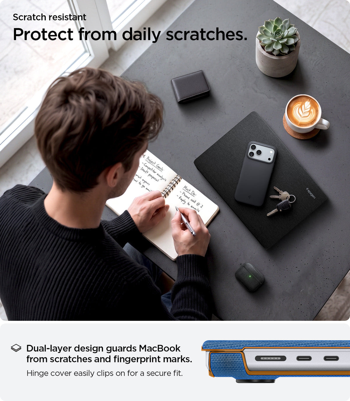ACS04213 - MacBook Pro 14" Case Urban Fit in black showing protect from daily scratches