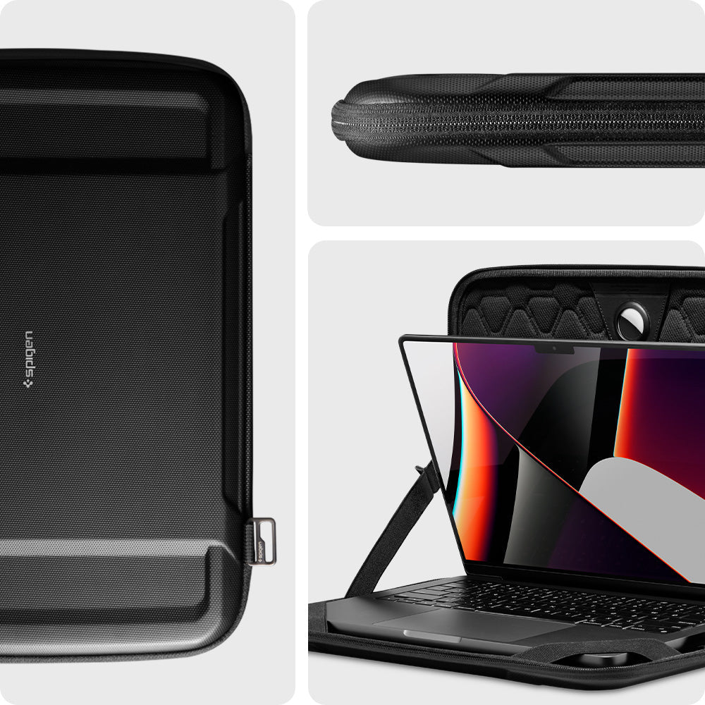 AFA04271 - MacBook Pro Series Rugged Armor Pro Pouch in black showing the different angles