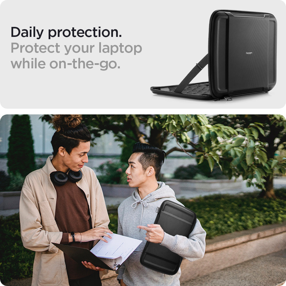 AFA04271 - MacBook Pro Series Rugged Armor Pro Pouch in black showing the daily protection. Protect your laptop while on-the-go
