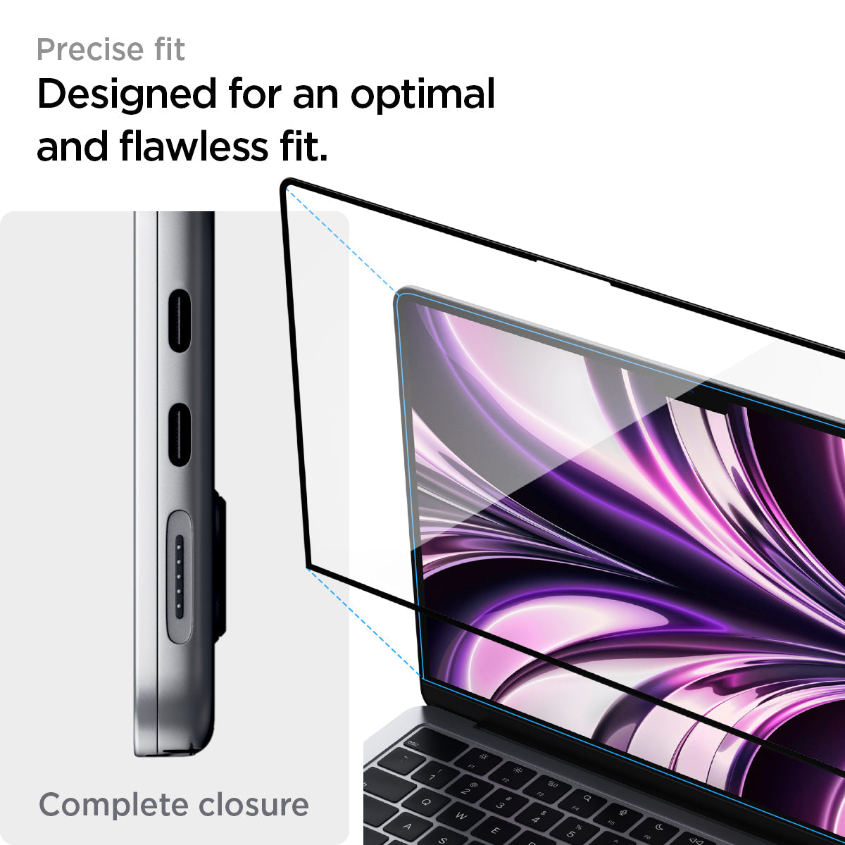 AGL05504 - MacBook Air 13-inch (2022) GLAS.tR SLIM in Clear showing the precise fit. Designed for an optimal and flawless fit