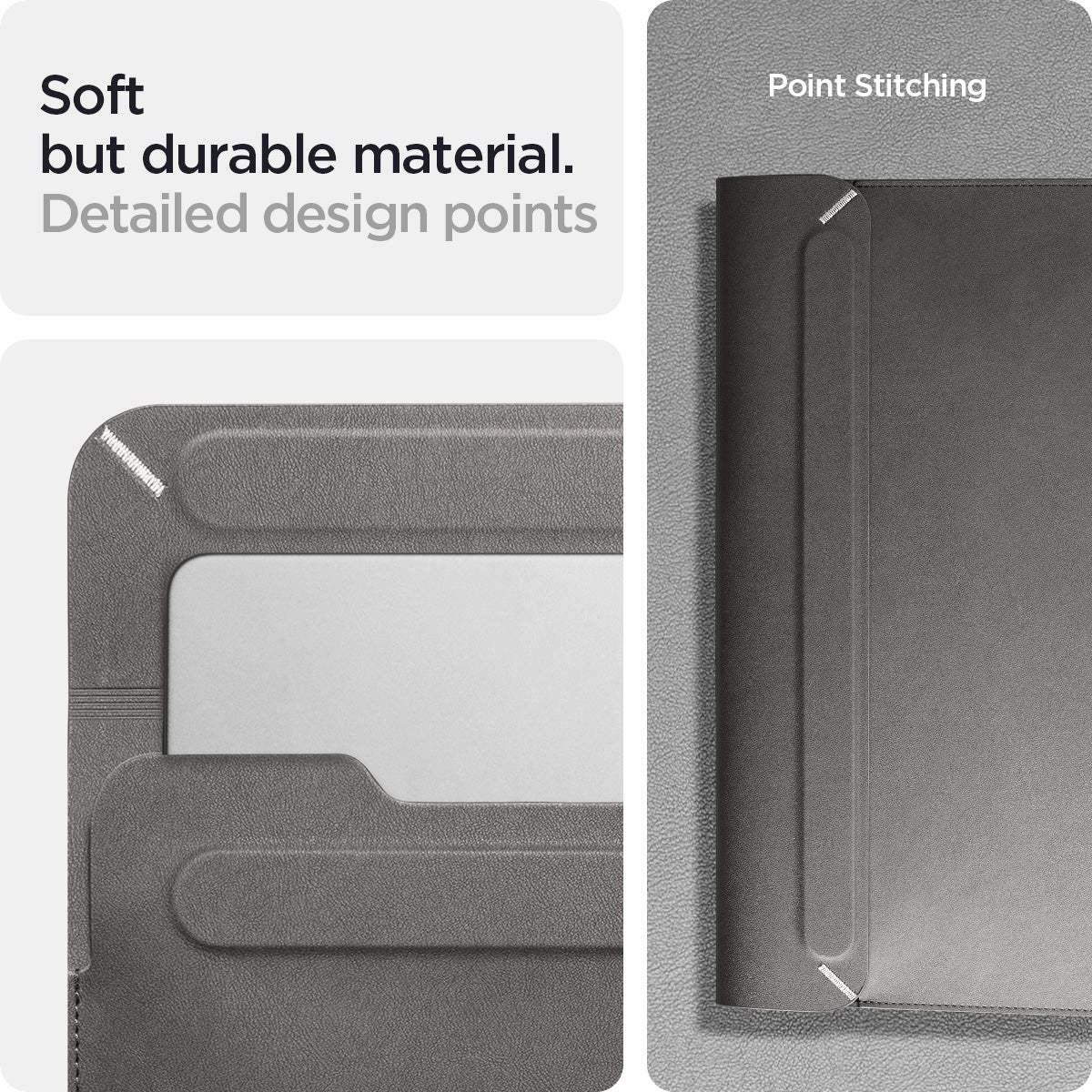 AFA06418 - Spigen Valentinus MacBook Sleeve showcasing soft durable material with detailed point stitching design