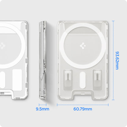 AFA07148 - Ultra Hybrid MagFit Wallet (MagFit) in Crystal Clear showing the dimensions, thickness - 9.5mm width - 60.79mm and height - 93.62mm