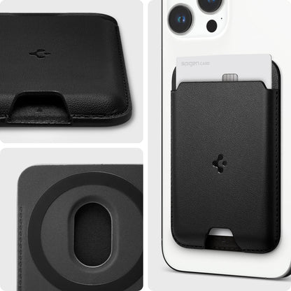 AMP02284 - MagSafe Card Holder Valentinus (MagFit) in black showing the different angles