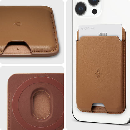 AFA03854 - MagSafe Card Holder Valentinus (MagFit) in brown showing the different angles