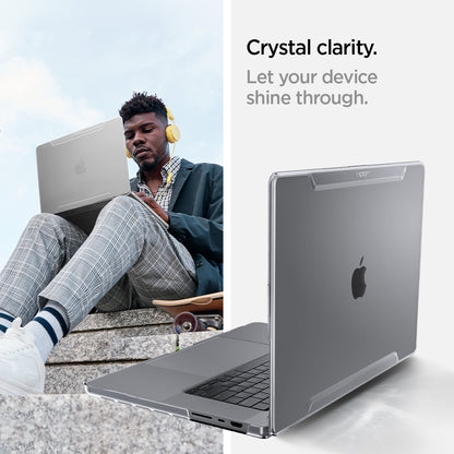ACS04212 - MacBook Pro 14" Case Thin Fit in crystal clear showing the crystal clarity. Let your device shine through