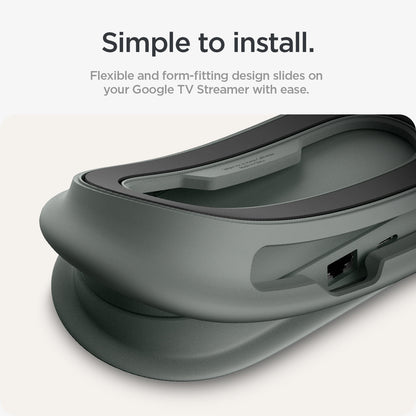 ACS08450 - Google TV Streamer Mount (4K) Silicone Fit in Hazel showing simple to install. Flexible and form-fitting design slides on your Google TV Streamer with ease