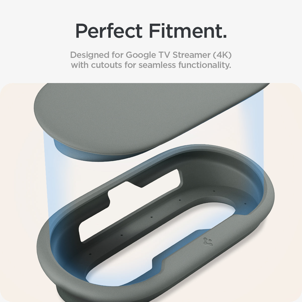 ACS08450 - Google TV Streamer Mount (4K) Silicone Fit in Hazel showing the perfect fitment. Designed for Google TV Streamer (4K) with cutouts for seamless functionality
