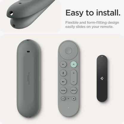 ACS08451 - Google TV Streamer Silicone Fit Voice Remote in Hazel showing the easy to install. Flexible and form-fitting design easily slides on your remote