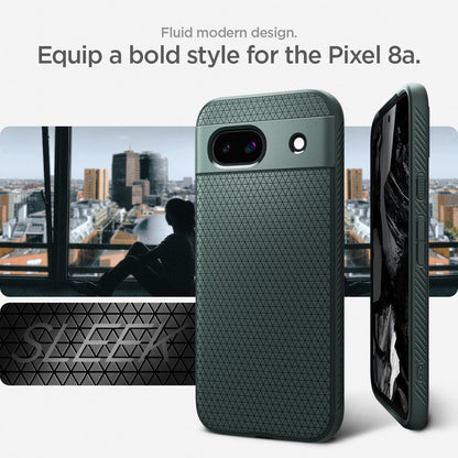 ACS07258 - Pixel 8a Case Liquid Air in Abyss Green fluid modern design. Equip a bold style for the pixel 8a.