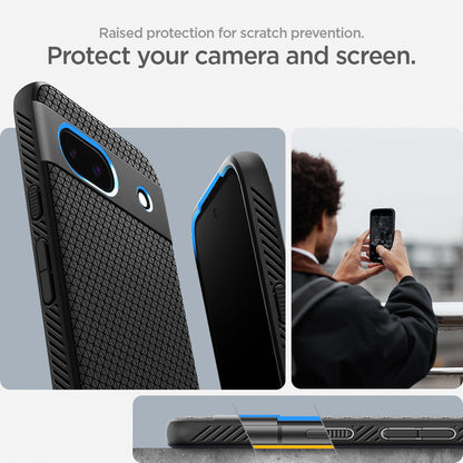 ACS07257 - Pixel 8a Case Liquid Air in Matte Black raised protection for scratch prevention. Protect your screen and camera.