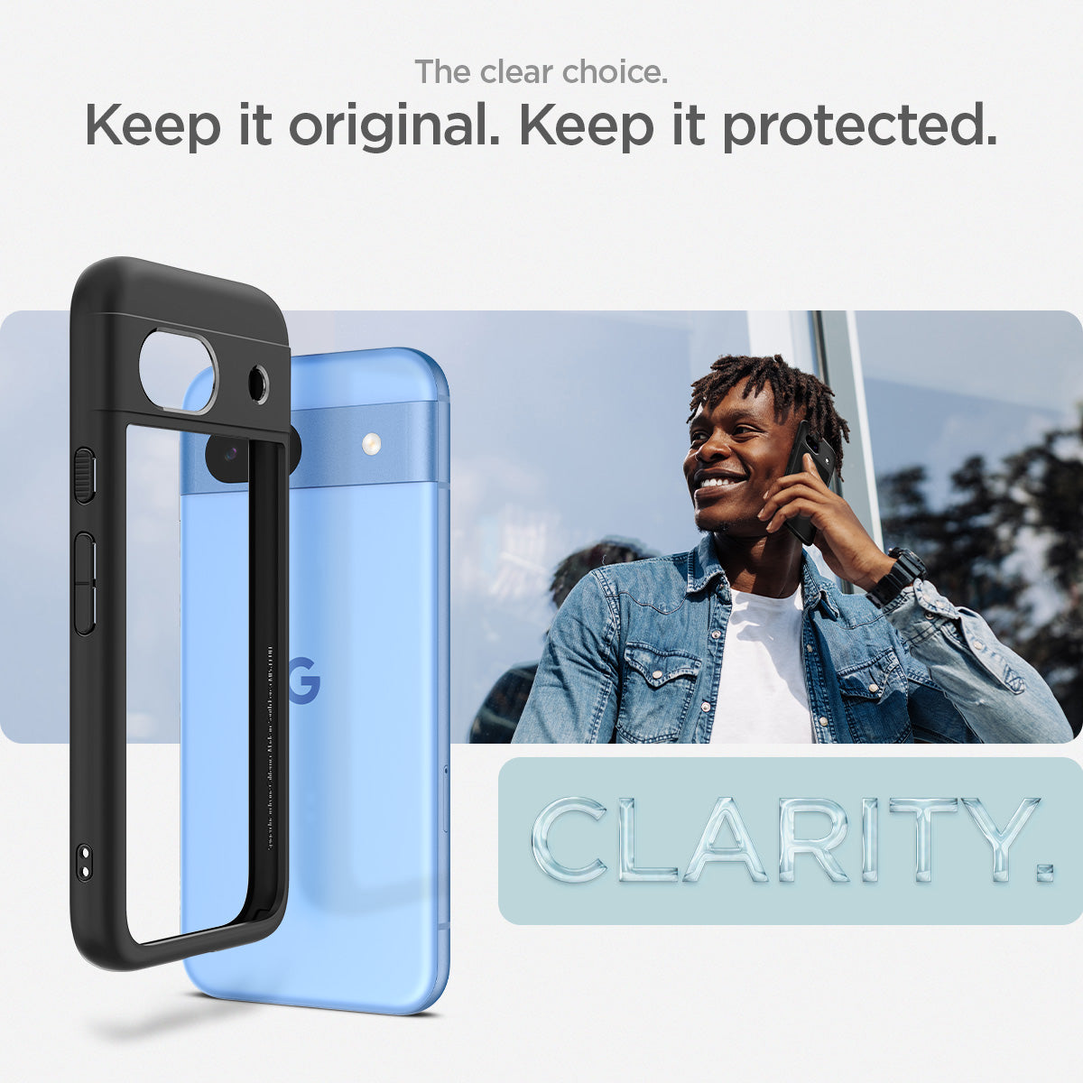 ACS07262 - Pixel 8a Case Ultra Hybrid in Matte Black the clear choice. Keep it original. Keep it protected.