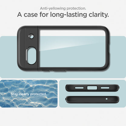 ACS07262 - Pixel 8a Case Ultra Hybrid in Matte Black anti yellowing protection. a case for long lasting clarity.