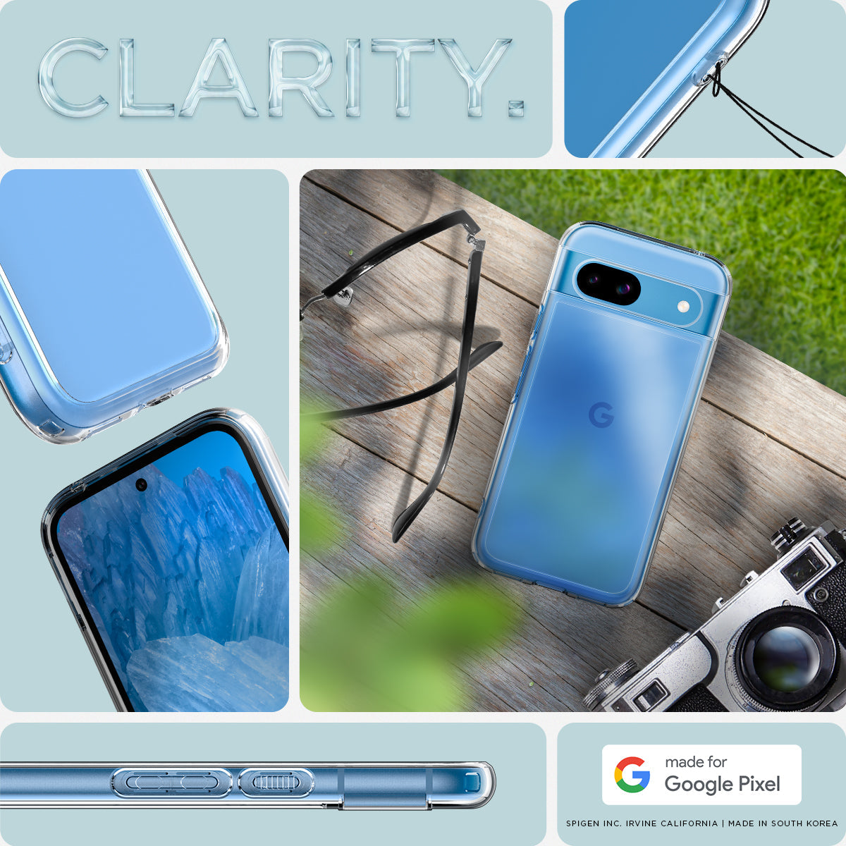ACS07260 - Pixel 8a Case Ultra Hybrid in Crystal Clear made for google pixel.