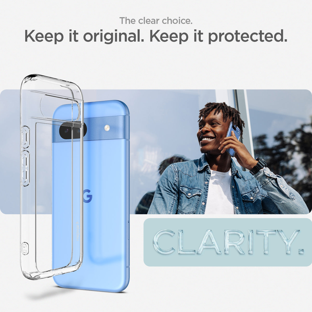 ACS07260 - Pixel 8a Case Ultra Hybrid in Crystal Clear the clear choice. Keep it original. Keep it protected.