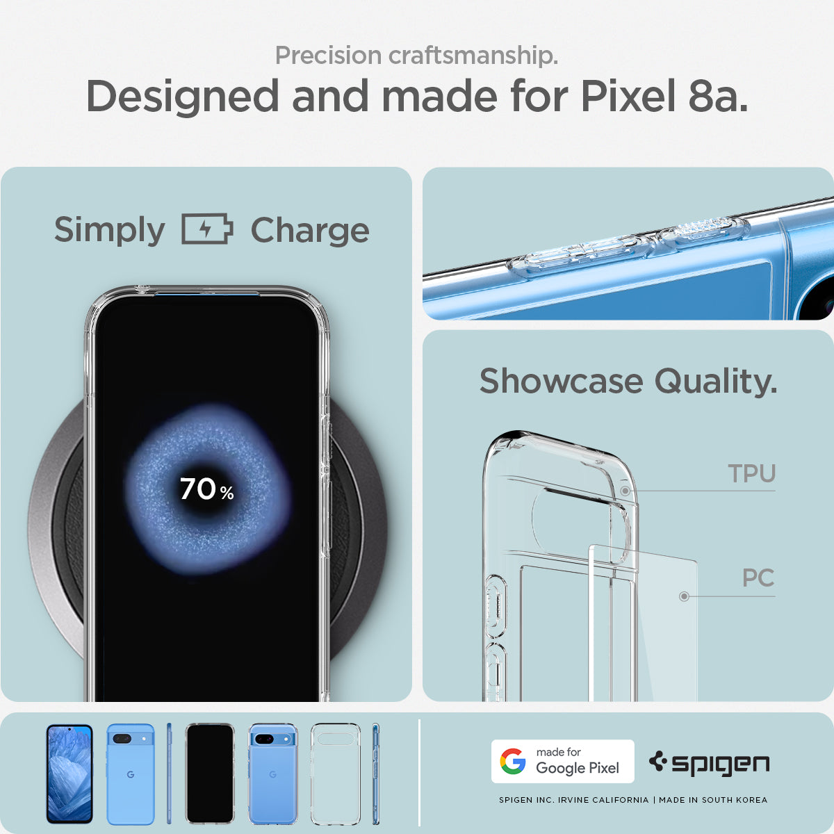 ACS07260 - Pixel 8a Case Ultra Hybrid in Crystal Clear precise craftsmanship designed and made for pixel 8a.