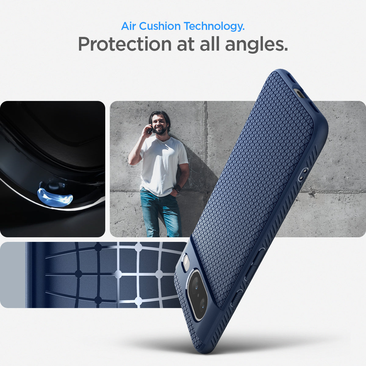 ACS06275 - Pixel 8 Case Liquid Air in navy blue aircushion technology. protection at all angles.
