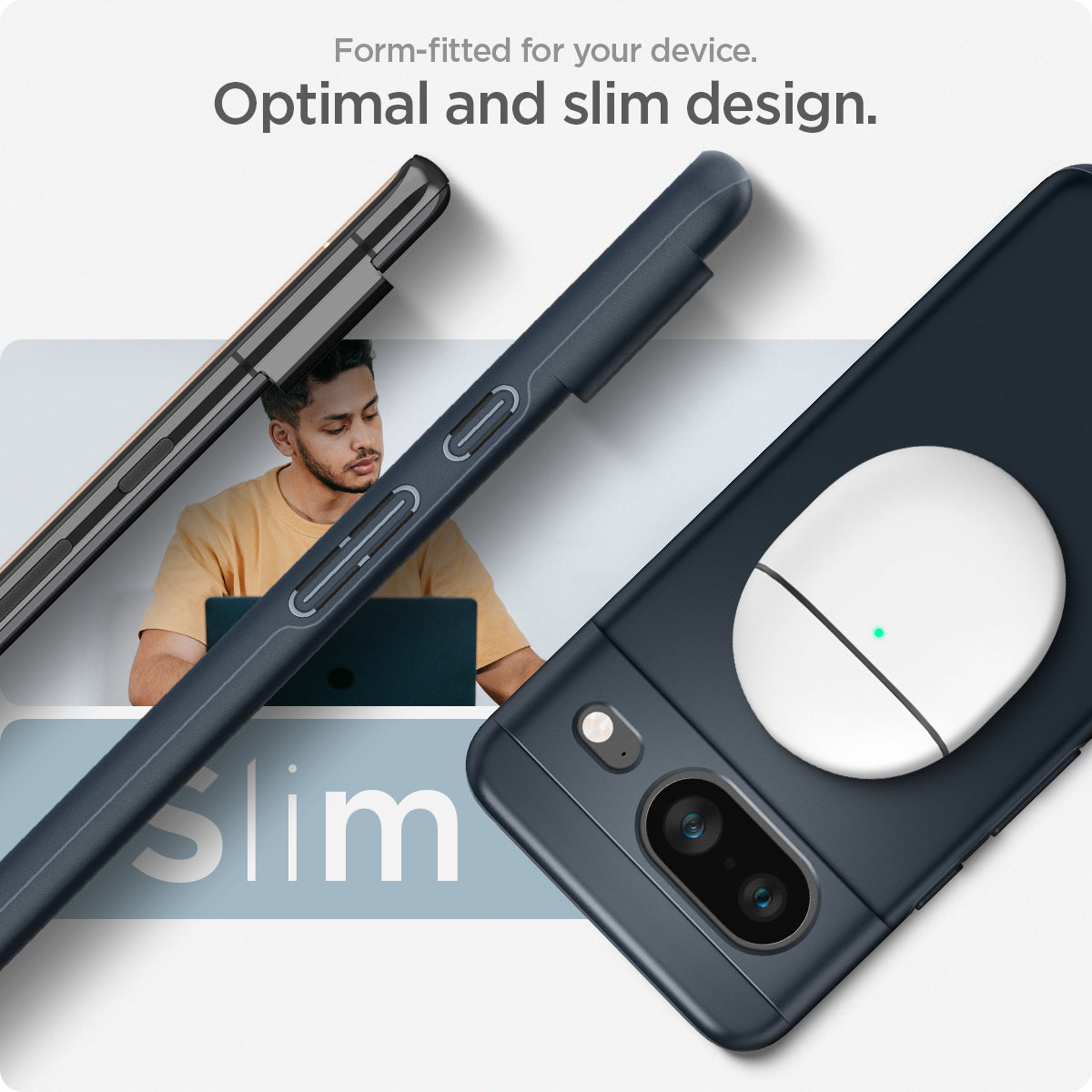 ACS06289 - Pixel 8 Case Thin Fit in metal slate form fitted for your device. Optimal and slim design.