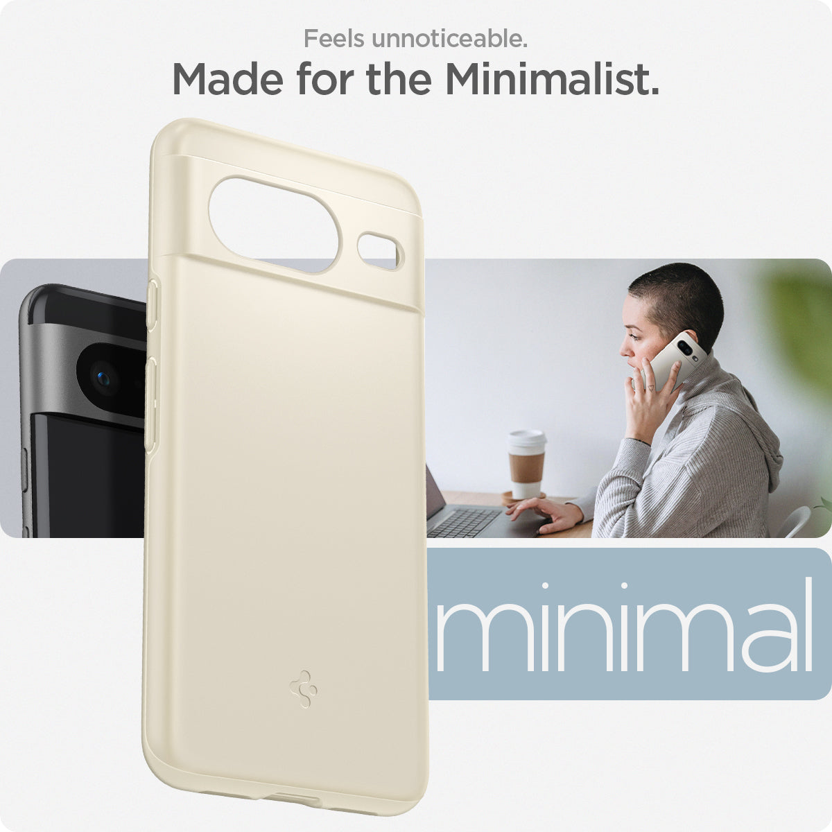 ACS06291 - Pixel 8 Case Thin Fit in mute beige feels unnoticeable made for the minimalist.