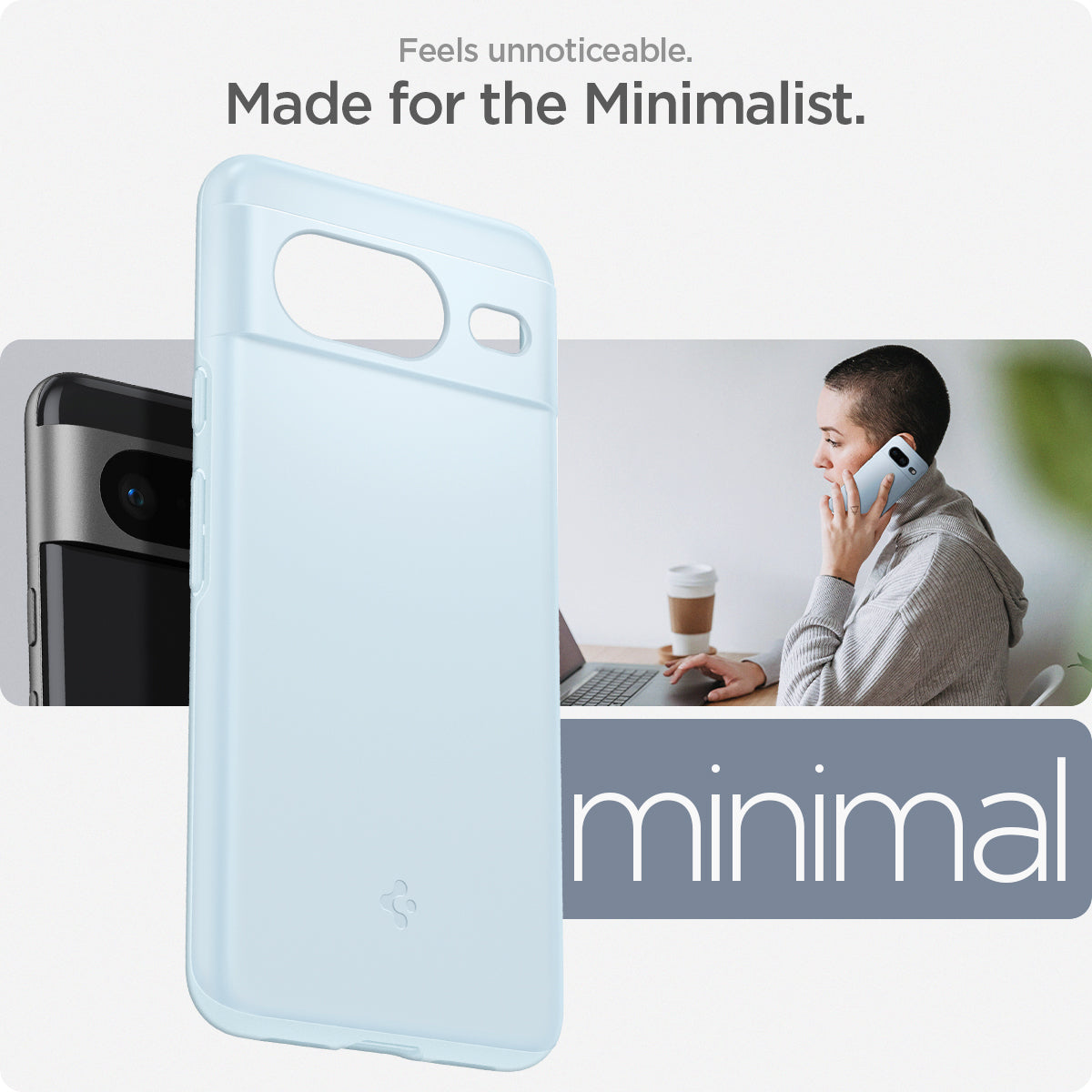 ACS06290 - Pixel 8 Case Thin Fit in mute blue feels unnoticeable made for the minimalist.