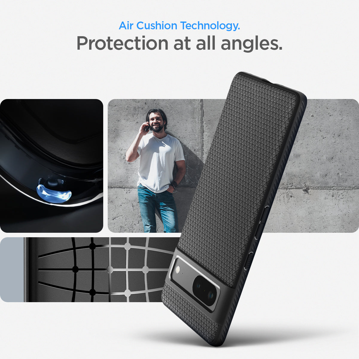 ACS04696 - Pixel 7 Case Liquid Air in matte black aircushion technology. protection at all angles.