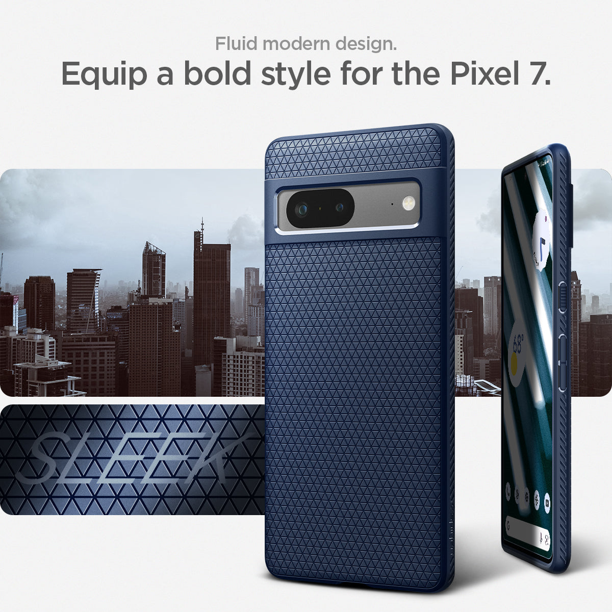 ACS04697 - Pixel 7 Case Liquid Air in navy blue fluid modern design. Equip a bold style for the pixel 7.