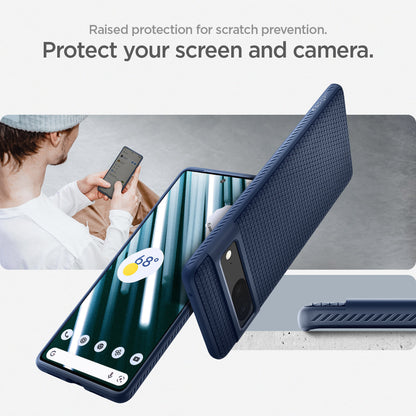 ACS04697 - Pixel 7 Case Liquid Air in navy blue raised protection for scratch prevention. Protect your screen and camera.