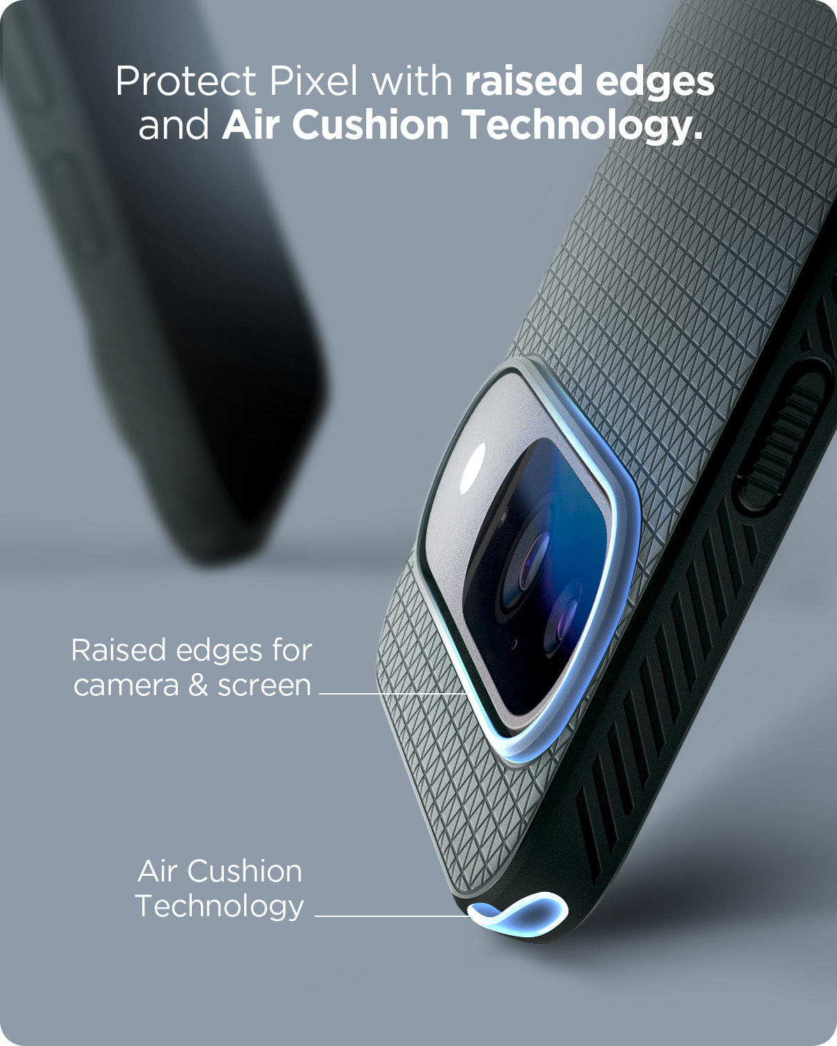 ACS07683 - Pixel 9 Pro Case Liquid Air in Abyss Green protect pixel with raised edges and Air cushion technology. Raised edges for camera and screen. Air cushion technology.