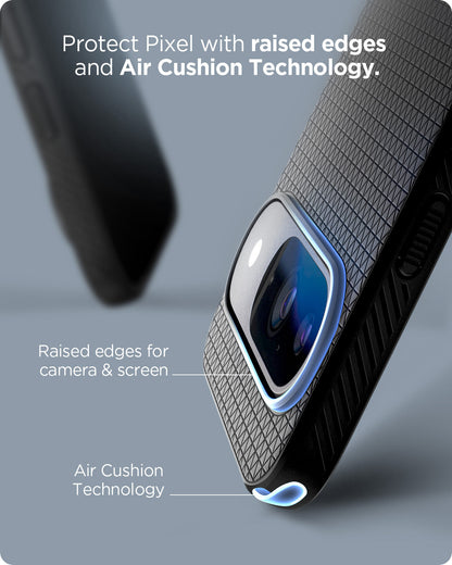 ACS07682 - Pixel 9 Pro Case Liquid Air in Matte Black protect pixel with raised edges and Air cushion technology. Raised edges for camera and screen. Air cushion technology.
