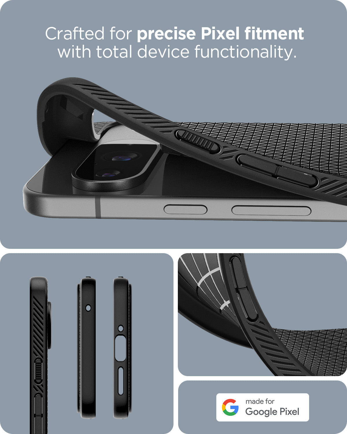 ACS07682 - Pixel 9 Pro Case Liquid Air in Matte Black crafted for precise pixel fitment with total device functionality.