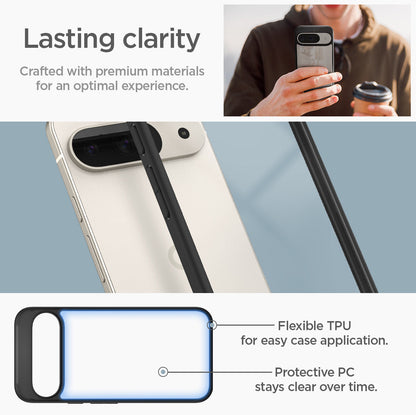 ACS07690 - Pixel 9 Pro Case Ultra Hybrid in Matte Black Lasting clarity crafted with premium materials for an optimal experience. Flexible TPU for easy case application. Protective PC stays clear over time.