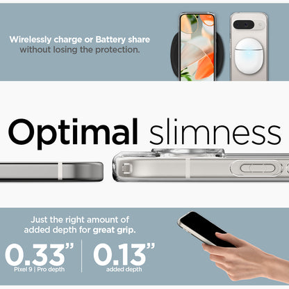 ACS07687 - Pixel 9 Pro Case Ultra Hybrid in Crystal Clear wirelessly charge or battery share without losing the protection. Optimal slimness. Just the right amount of added depth for great grip.