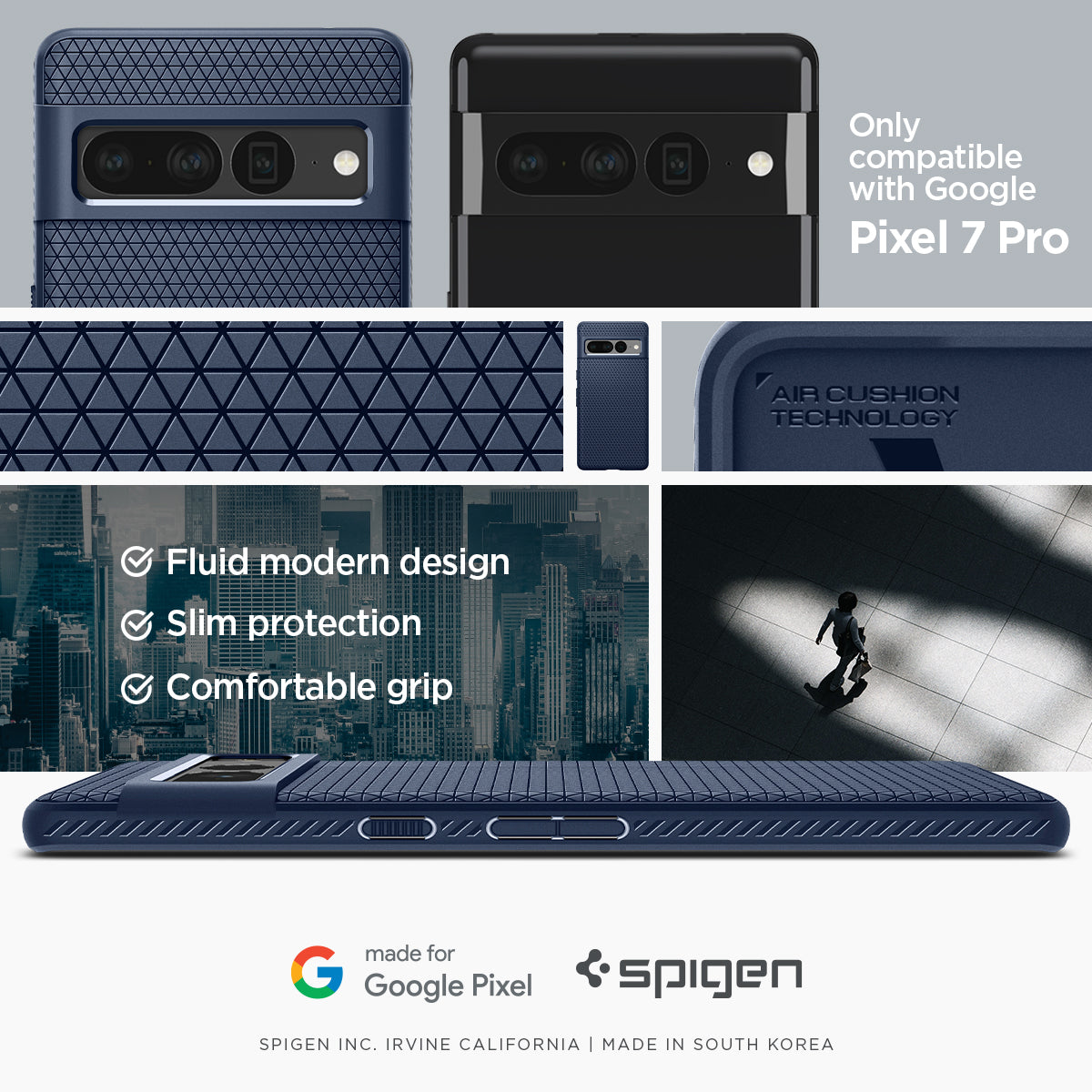 ACS04724 - Pixel 7 Pro Case Liquid Air in navy blue only compatible with Google Pixel 7 pro.