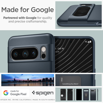 ACS06326 - Pixel 8 Pro Case Thin Fit in metal slate made for google partnered with google for quality and precise craftsmanship.