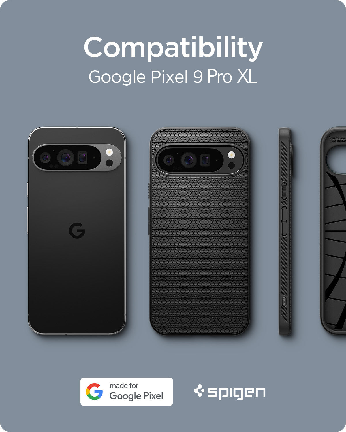 ACS07716 - Pixel 9 Pro XL Case Liquid Air in Matte Black compatible with Google Pixel 9 pro XL.