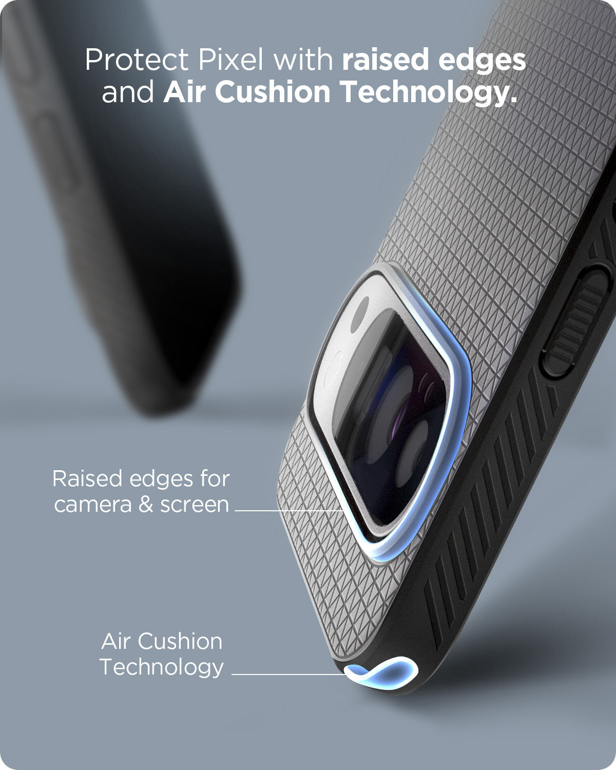 ACS07718 - Pixel 9 Pro XL Case Liquid Air in Marble Gray protect pixel with raised edges and Air cushion technology. Raised edges for camera and screen. Air cushion technology.