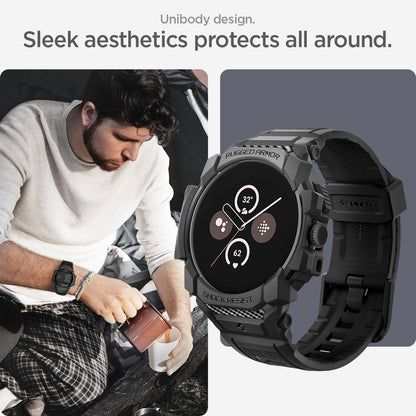 ACS07599 - Pixel Watch 3 (45mm) Case Rugged Armor Pro in Black unibody design. sleek aesthetics protects all around.