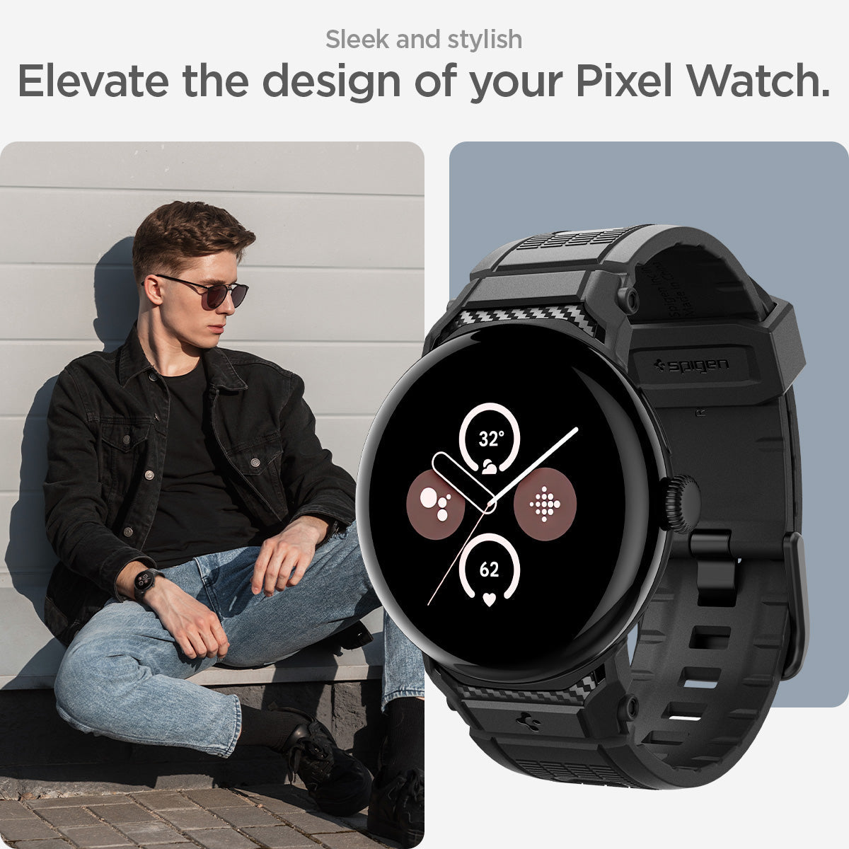 AMP07600 - Pixel Watch 3 (45mm) in Black sleek and stylish. elevate the design of your pixel watch.