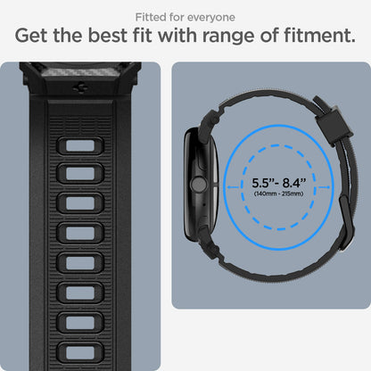AMP07600 - Pixel Watch 5 (45mm) Rugged Band Matte Black fitted for everyone. get the best fit with range of fitment. (140mm-215mm)