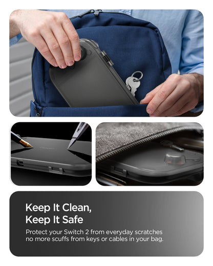 ACS10487 - Nintendo Switch 2 Thin Fit 360 in Black showing the protection to your Switch 2 from everyday scratches no more scuffs from keys or cables in your bag
