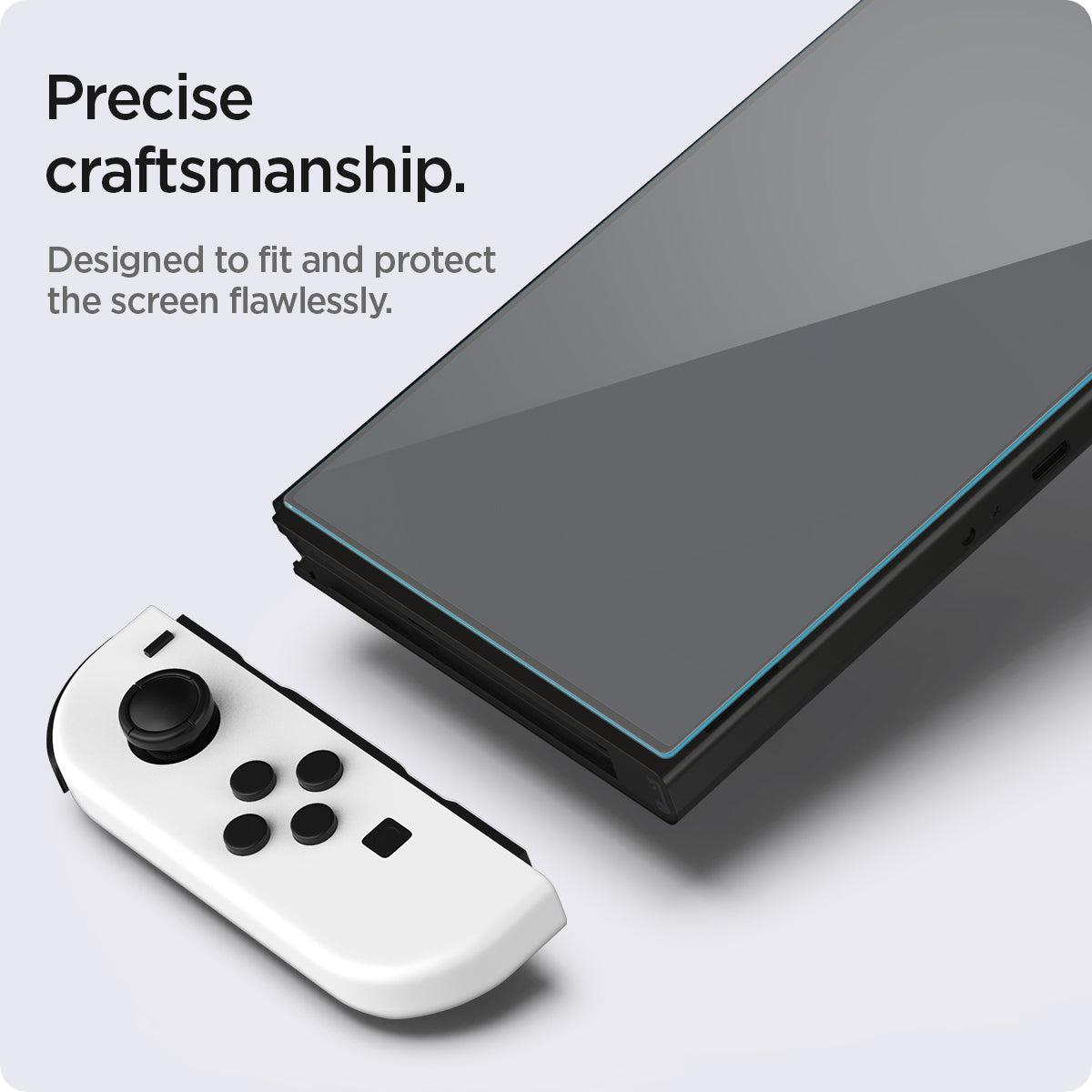 AGL03829 - Nintendo Switch OLED Screen Protector EZ Fit GLAS.tR showing the precise craftsmanship. Designed to fit and protect the screen flawlessly