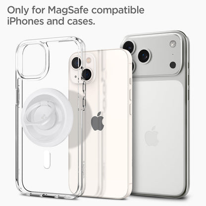 AMP05303 - O-Mag Magnetic Phone Holder (MagFit) in white showing the only for magsafe compatible iphones and cases