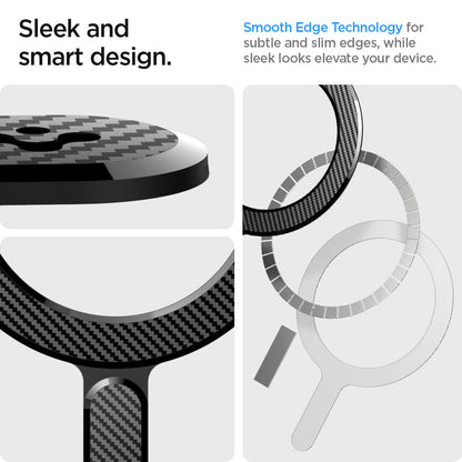 ACP06107 - Magnet Ring Plate (MagFit) in carbon showing the sleek and smart design. Smooth Edge Technology for subtle and slim edges, while sleek looks elevate your device