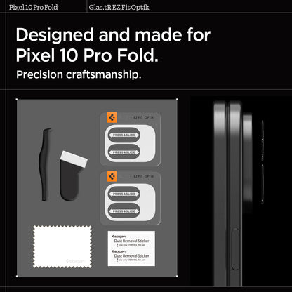 AGL09664 - Pixel 10 Pro Fold Optik EZ Fit Lens Protector showing Precision craftmanship designed and made for pixel 10 pro fold.