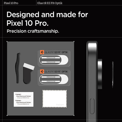 AGL09662 - Pixel 10 Pro Optik EZ Fit Lens Protector showing Precision craftmanship designed and made for pixel 10 pro